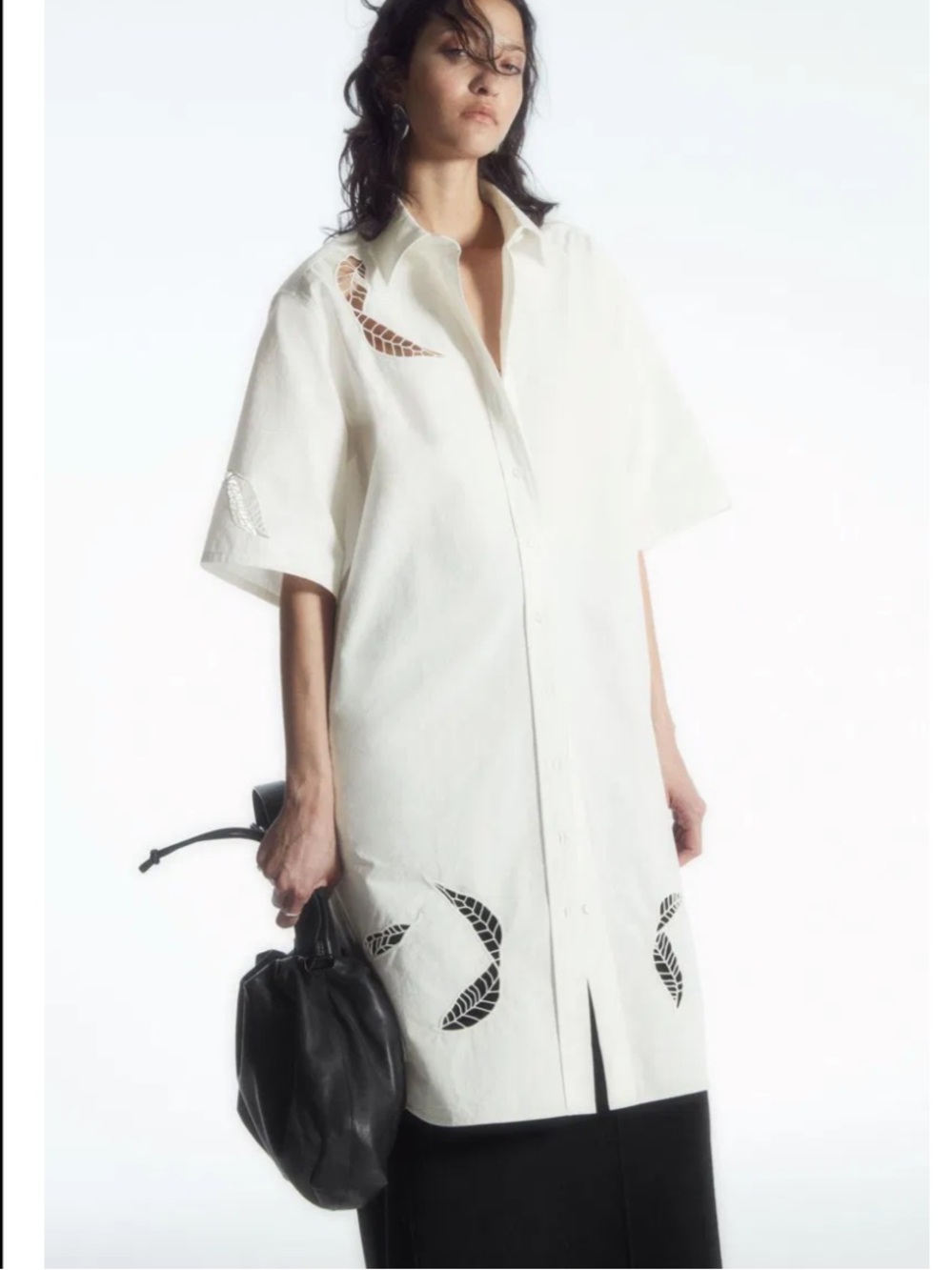 COS Broderie Anglaise Midi Shirt Dress cutwork detail medium